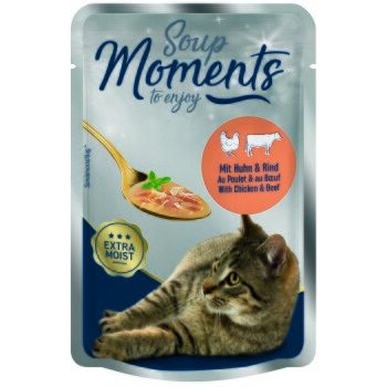 MOMENTS Soup Nassfutter Katze Adult, Huhn und Rind 12x40 g