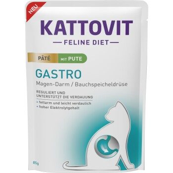 KATTOVIT Feline Diet Nassfutter Katze Gastro Adult Paté Pute 10x85 g