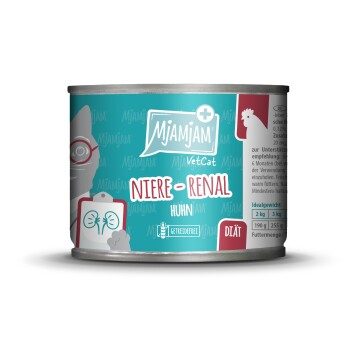 MjAMjAM Nassfutter Katze Adult, VetCat Diät Niere Renal 6x200 g Huhn