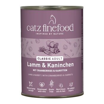 Catz finefood Nassfutter Katze Classic Adult Kaninchen und Lamm 24x400 g