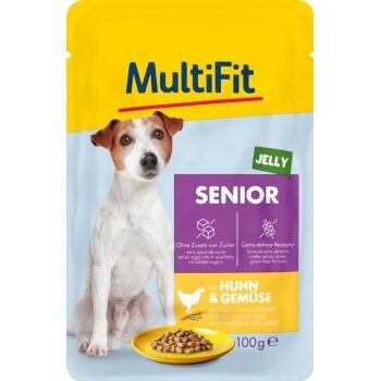 MultiFit Nassfutter Hund, Senior, mit Huhn und Gemüse 24x100 g
