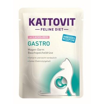 KATTOVIT Feline Diet Nassfutter Katze Gastro Adult Lachs und Reis 24x85 g