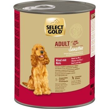 SELECT GOLD Sensitive Nassfutter Adult Rind mit Reis 24x800 g