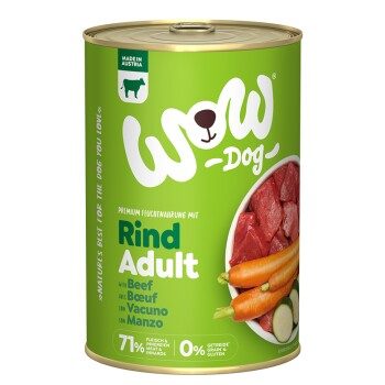 WOW Nassfutter Hund, Adult 6x400 g Rind mit Karotte 6x400 g