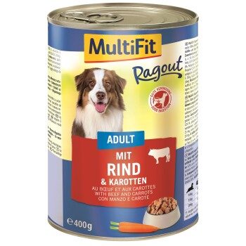 MultiFit Nassfutter Hund, Adult Ragout Rind und Karotten 6x400 g