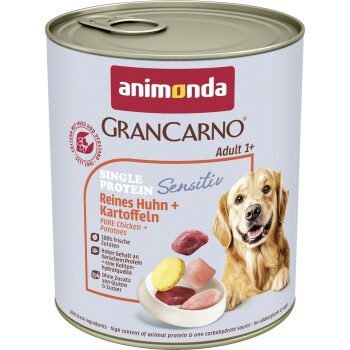 animonda GranCarno Sensitiv Nassfutter Hund Adult, Huhn und Kartoffel 6x800 g