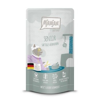 MjAMjAM Nassfutter Katze Senior, Quetschie, Huhn 12x125 g