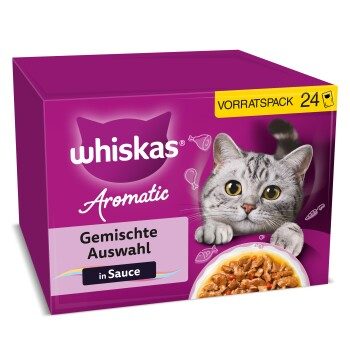 Whiskas Nassfutter Katze Adult, Multipack, 1+ Gemischte Auswahl, in Sauce 24x85 g