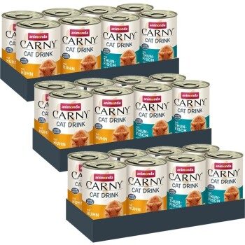 animonda Carny Nassfutter Katze Adult, Mixpaket Cat Drink 24x140 ml