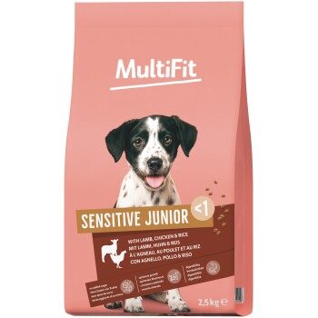 MultiFit Trockenfutter Hund, Junior, Sensitive, mit Lamm, Huhn & Reis 2.5 kg