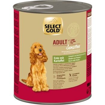 SELECT GOLD Sensitive Nassfutter Adult Ente mit Kartoffel 6x800 g