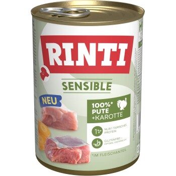 RINTI Sensible Nassfutter Hund, Adult, Dose 12x400 g Pute und Möhre 12x400 g