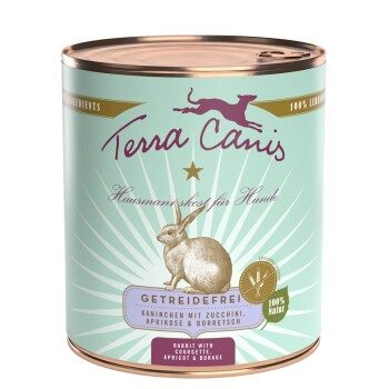 Terra Canis Getreidefrei Adult 6x800g Kaninchen mit Zucchini, Aprikose und Borretsch