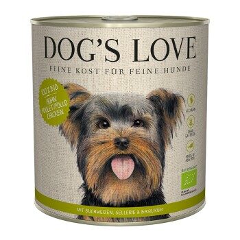 DOG'S LOVE Nassfutter Hund, Adult, Bio 6x800 g Huhn mit Buchweizen und Sellerie 6x800 g