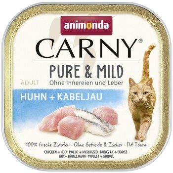 animonda Carny Nassfutter Katze Adult Pure and Mild Huhn und Kabeljau 32x100 g