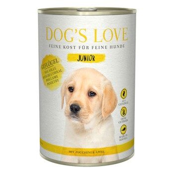 DOG'S LOVE Nassfutter Hund, Junior, Geflügel mit Zucchini 6x400 g