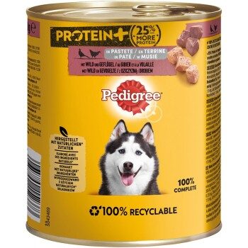 Pedigree Nassfutter Hund Adult, Protein+, in Pastete 12x800 g Wild und Geflügel
