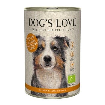 DOG'S LOVE Nassfutter Hund, Adult, Bio 6x400 g Pute mit Amaranth und Kürbis 6x400 g