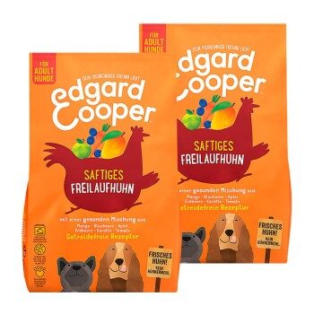 Edgard & Cooper Trockenfutter für Hunde, Adult, Freilaufhuhn 2x12 kg