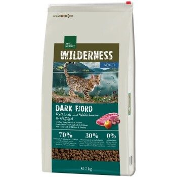 REAL NATURE WILDERNESS Trockenfutter Katze, Adult, Dark Fjord, Rothirsch, Wildschwein & Geflügel 7 kg
