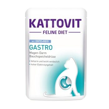 KATTOVIT Feline Diet Nassfutter Katze Gastro Adult Ente und Reis 48x85 g