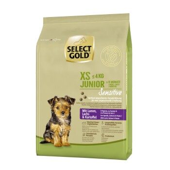 SELECT GOLD Trockenfutter Hund Sensitive XS Junior 1 kg Lamm mit Lachs und Kartoffel