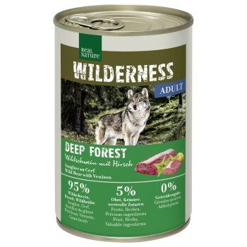 REAL NATURE WILDERNESS Nassfutter Hund Adult Deep Forest, Wildschwein mit Hirsch 12x400 g