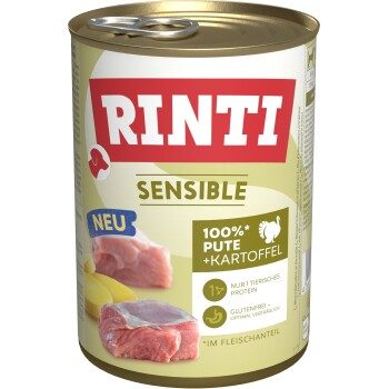 RINTI Sensible Nassfutter Hund, Adult, Dose 12x400 g Pute und Kartoffel 12x400 g