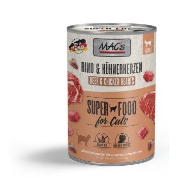 MAC's Nassfutter Katze Adult Rind und Hühnerherzen 6x400 g
