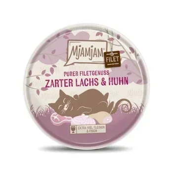 MjAMjAM Nassfutter Katze Adult, Purer Filetgenuss 16x80 g Lachs und Huhn