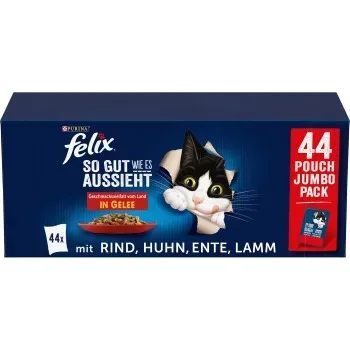 Felix Nassfutter Katze in Gelee 44x85 g Geschmacksvielfalt vom Land