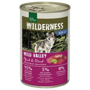 REAL NATURE WILDERNESS Nassfutter Hund Adult Wild Valley, Pferd und Rind 6x400 g
