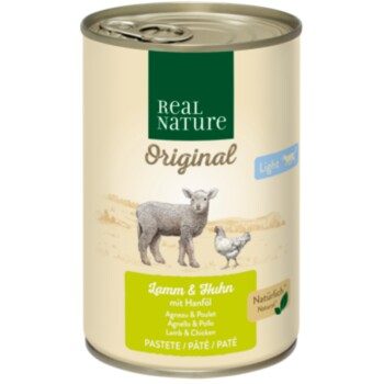 REAL NATURE Original Nassfutter Katze, Adult, Light Huhn und Lamm 12x400 g
