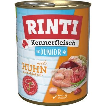 RINTI Kennerfleisch Nassfutter Hund, Junior, Dose Huhn 12x800 g