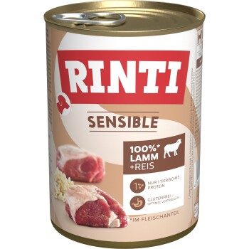 RINTI Sensible Nassfutter Hund, Adult, Dose 12x400 g Lamm und Reis 12x400 g