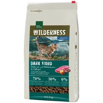 REAL NATURE WILDERNESS Trockenfutter Katze, Adult, Dark Fjord, Rothirsch, Wildschwein & Geflügel 2.5 kg