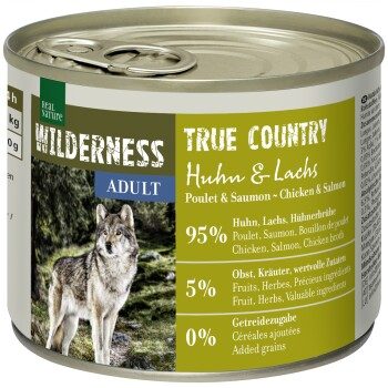 REAL NATURE WILDERNESS Nassfutter für Hunde Adult True Country, Huhn und Lachs 6x200 g