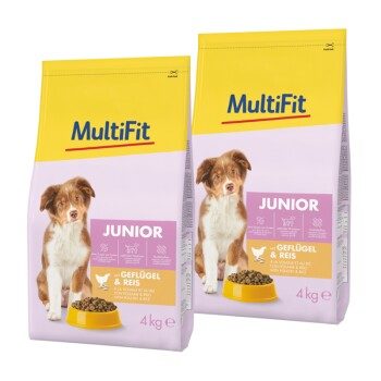 MultiFit Trockenfutter Hund Junior, mit Geflügel & Reis 2x4 kg