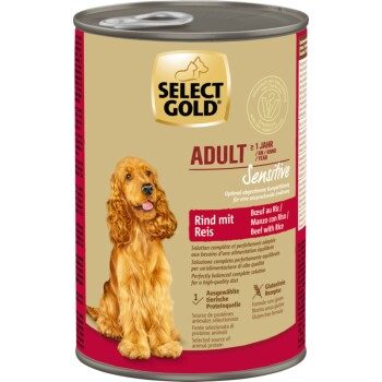 SELECT GOLD Nassfutter Hund Sensitive Adult Rind mit Reis 12x400 g