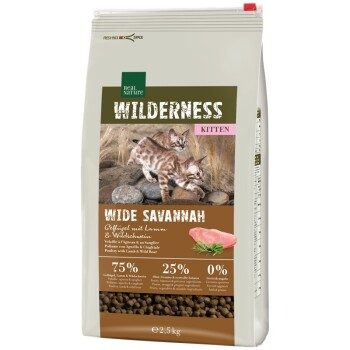 REAL NATURE WILDERNESS Trockenfutter Katze, Kitten, Wide Savannah, Geflügel, Lamm & Wildschwein 2.5 kg