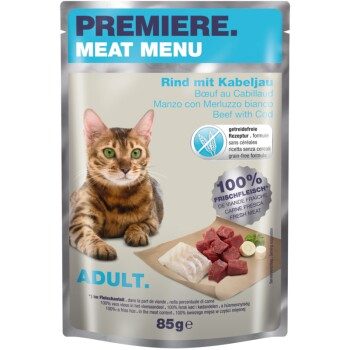 PREMIERE Meat Menu Adult Rind mit Kabeljau 48x85 g