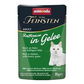 animonda Vom Feinsten Nassfutter Katze, Adult, Raffinesse, in Gelee, Huhn mit Wild 24x85 g