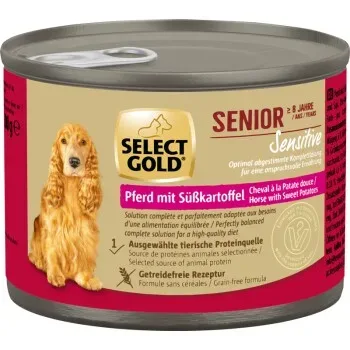 SELECT GOLD Nassfutter Hund Sensitive Senior Pferd mit Süßkartoffel 6x200 g