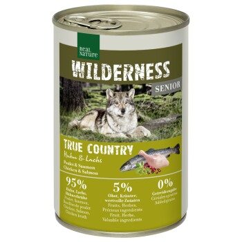 REAL NATURE WILDERNESS Nassfutter für Hunde Senior True Country, Huhn und Lachs 6x400 g