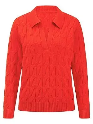 Polo-Pullover 1/1-Arm aus Schurwolle und Kasch BASLER rot