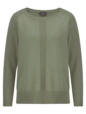 Rundhals-Pullover 1/1-Raglanarm und Kaschmir BASLER grün