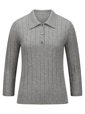 Polo-Pullover aus 100% Kaschmir Fadenmeister Berlin grau