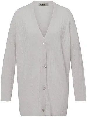 Long-Strickjacke aus 100% Kaschmir Peter Hahn grau