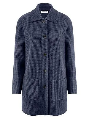 Long-Strickjacke aus Schurwolle und Kaschmir Peter Hahn blau