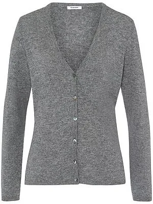 Strickjacke aus Schurwolle und Kaschmir V-Auss Peter Hahn grau